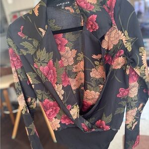 Floral Blazer with Pink and Yellow Flowers